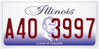 IL license plate A403997