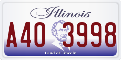 IL license plate A403998