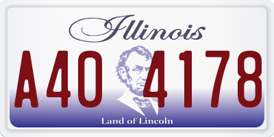 IL license plate A404178