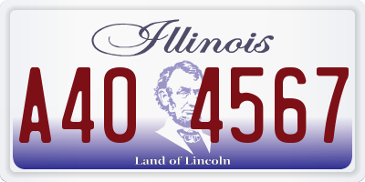 IL license plate A404567