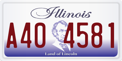 IL license plate A404581