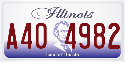 IL license plate A404982