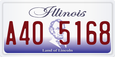 IL license plate A405168