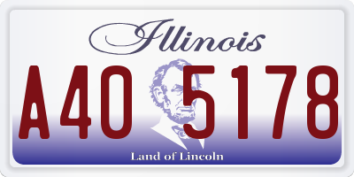 IL license plate A405178