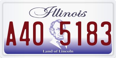 IL license plate A405183