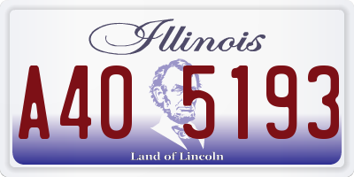 IL license plate A405193