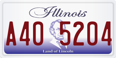 IL license plate A405204