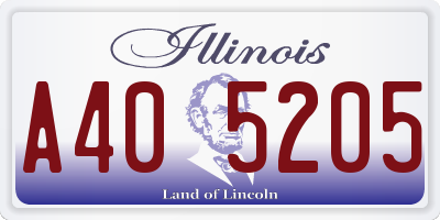 IL license plate A405205