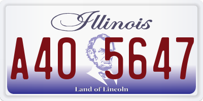 IL license plate A405647