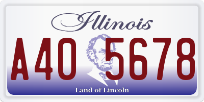 IL license plate A405678