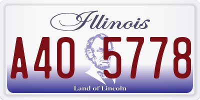 IL license plate A405778