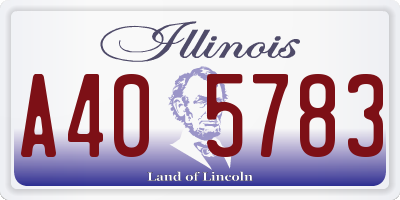 IL license plate A405783
