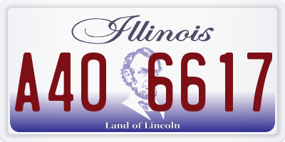 IL license plate A406617