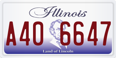 IL license plate A406647
