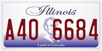 IL license plate A406684