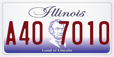 IL license plate A407010