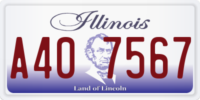 IL license plate A407567