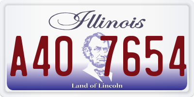 IL license plate A407654