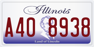 IL license plate A408938