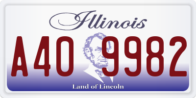 IL license plate A409982