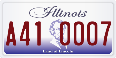IL license plate A410007