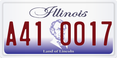 IL license plate A410017