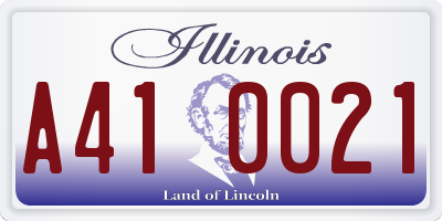 IL license plate A410021