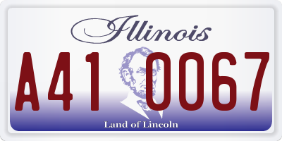 IL license plate A410067
