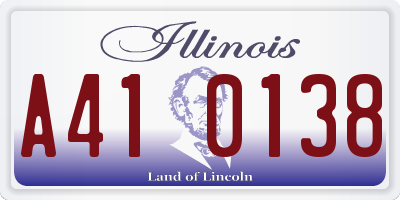 IL license plate A410138