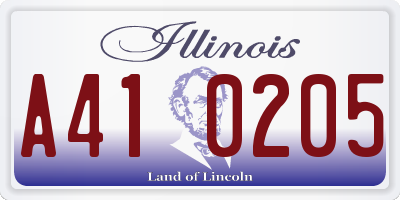 IL license plate A410205
