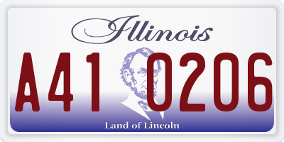 IL license plate A410206