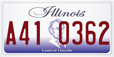 IL license plate A410362