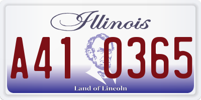 IL license plate A410365