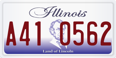 IL license plate A410562