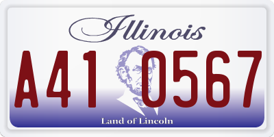 IL license plate A410567