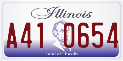 IL license plate A410654
