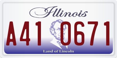 IL license plate A410671