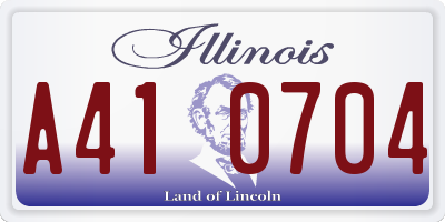 IL license plate A410704
