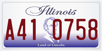 IL license plate A410758