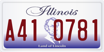 IL license plate A410781