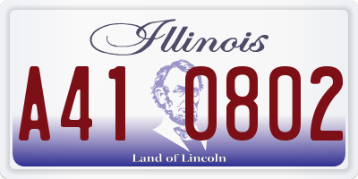 IL license plate A410802