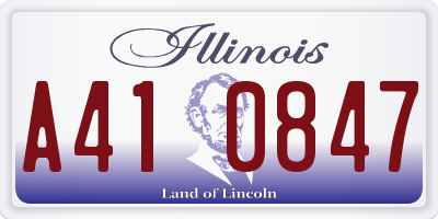 IL license plate A410847
