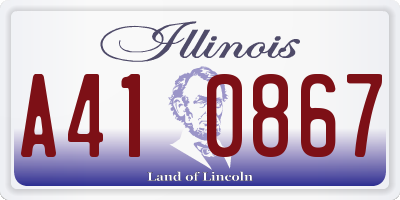 IL license plate A410867