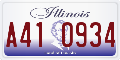 IL license plate A410934