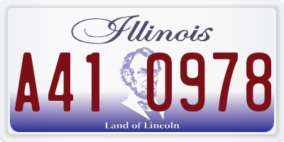 IL license plate A410978
