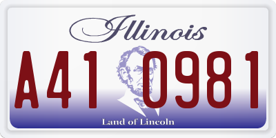 IL license plate A410981