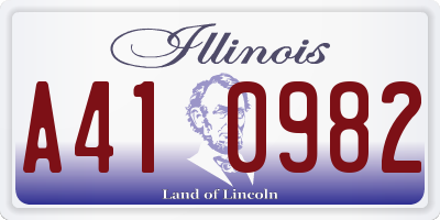 IL license plate A410982