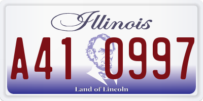 IL license plate A410997