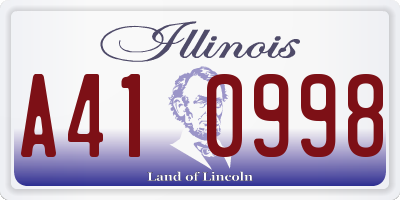 IL license plate A410998