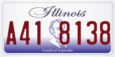 IL license plate A418138